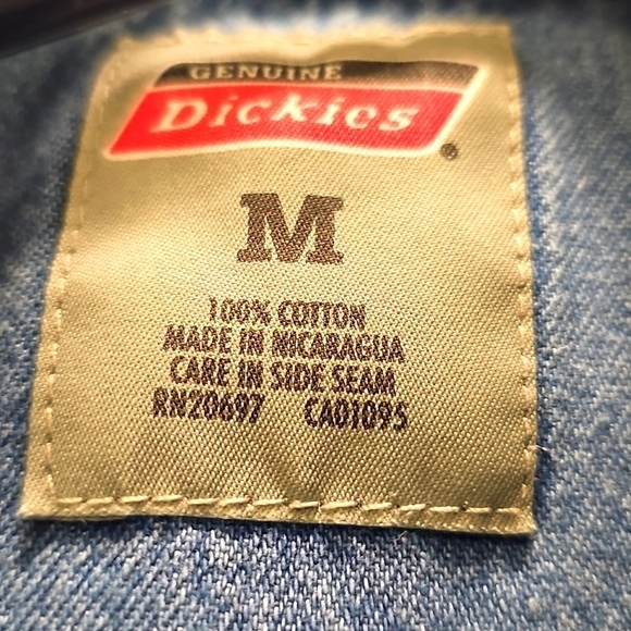 Dickies Long Sleeved Button Down Jean shirt Excellent Condition MEDIUM - Picture 8 of 10